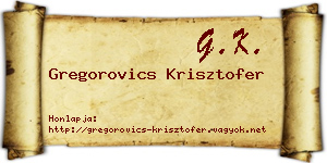 Gregorovics Krisztofer névjegykártya